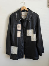 Load image into Gallery viewer, Patchwork + pearl leather jacket